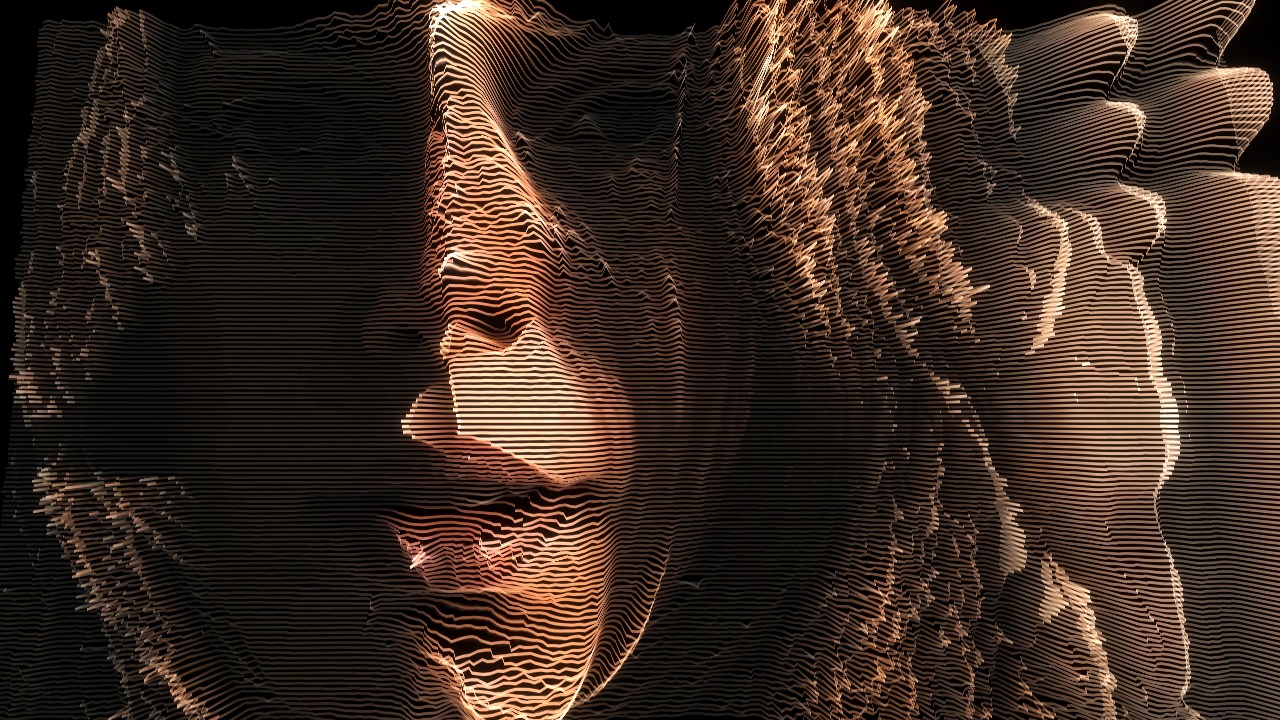 The Luma Mesh effect in Lines Mode, applied to the reference frame