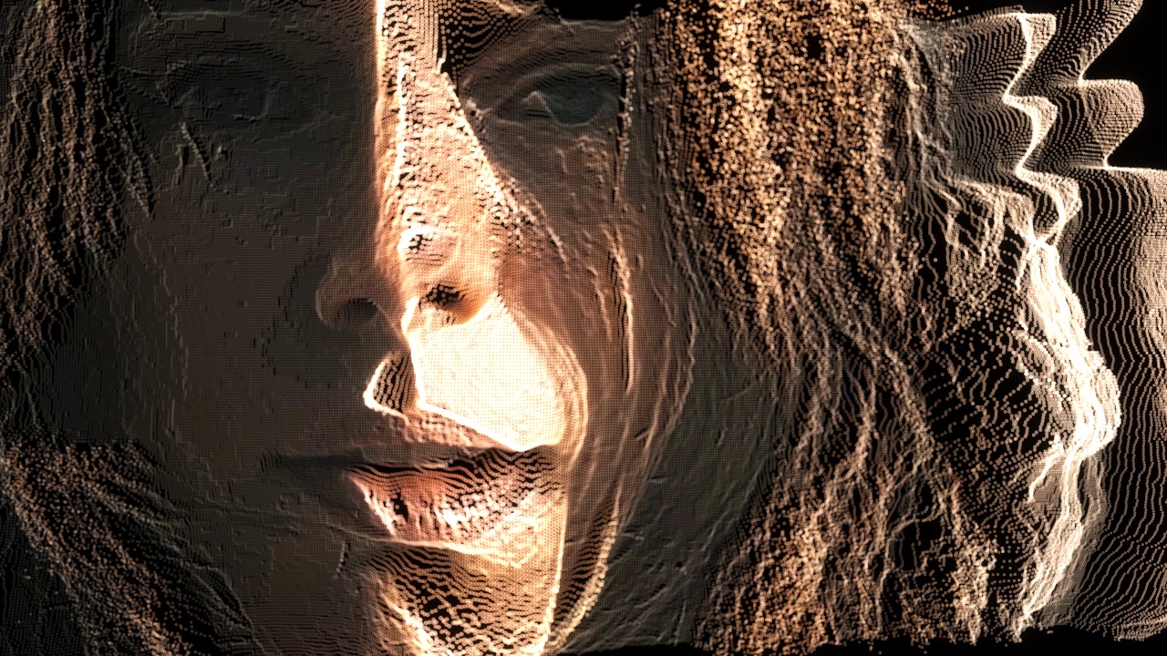 The Luma Mesh effect in Points Mode, applied to the reference frame